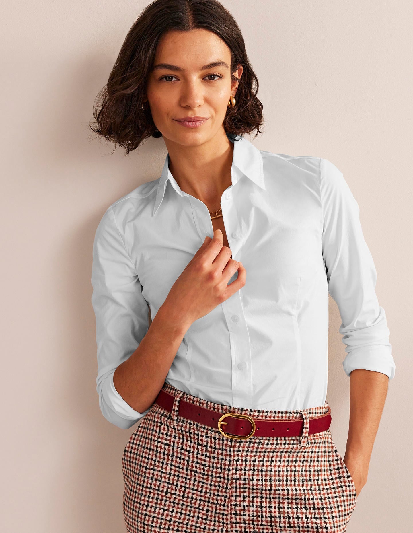 Saskia Stretch Cotton Shirt-White - Image 4