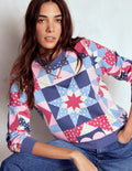 Hannah Printed Sweatshirt-Multi, Heart Patchwork