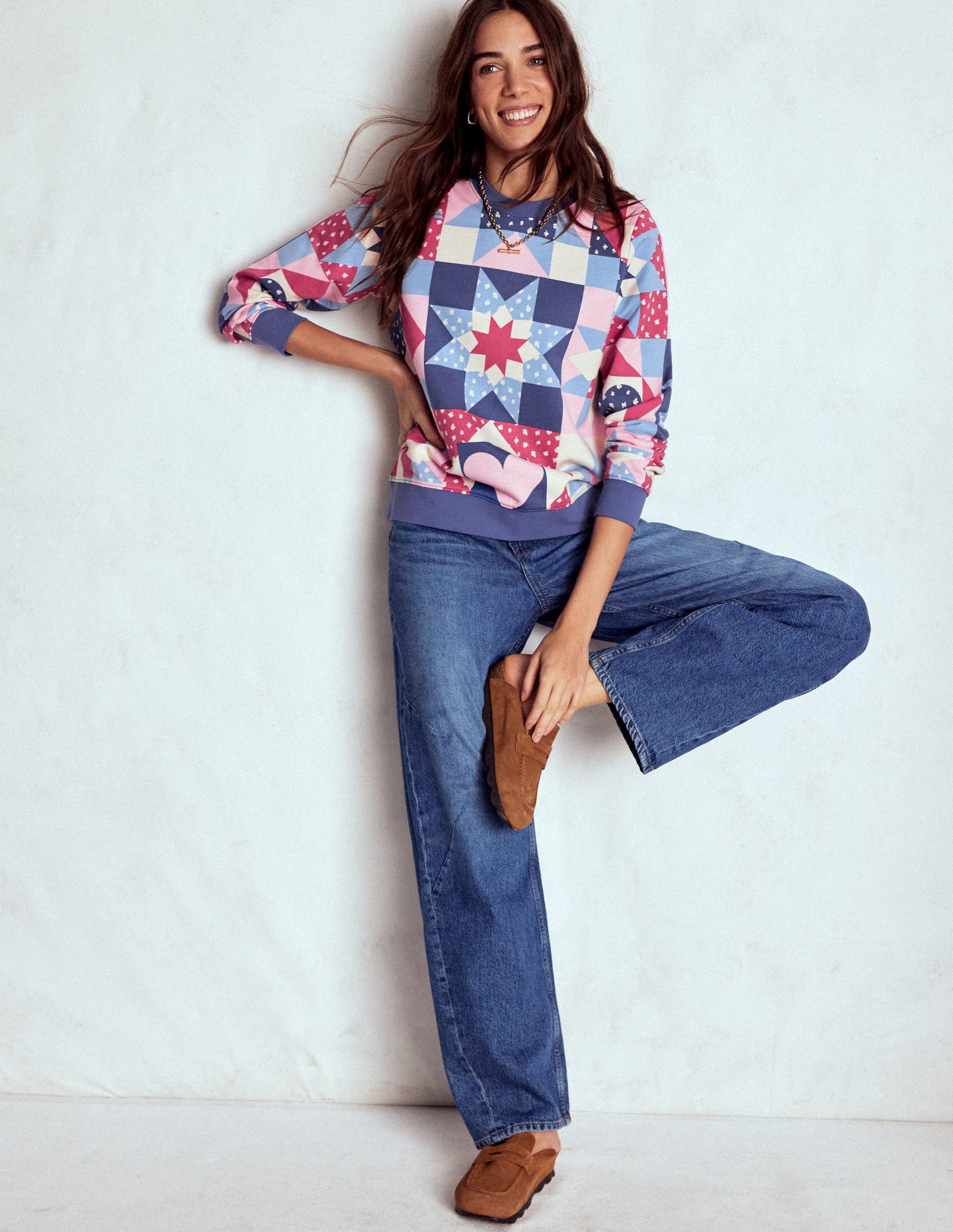 Hannah Printed Sweatshirt-Multi, Heart Patchwork-5