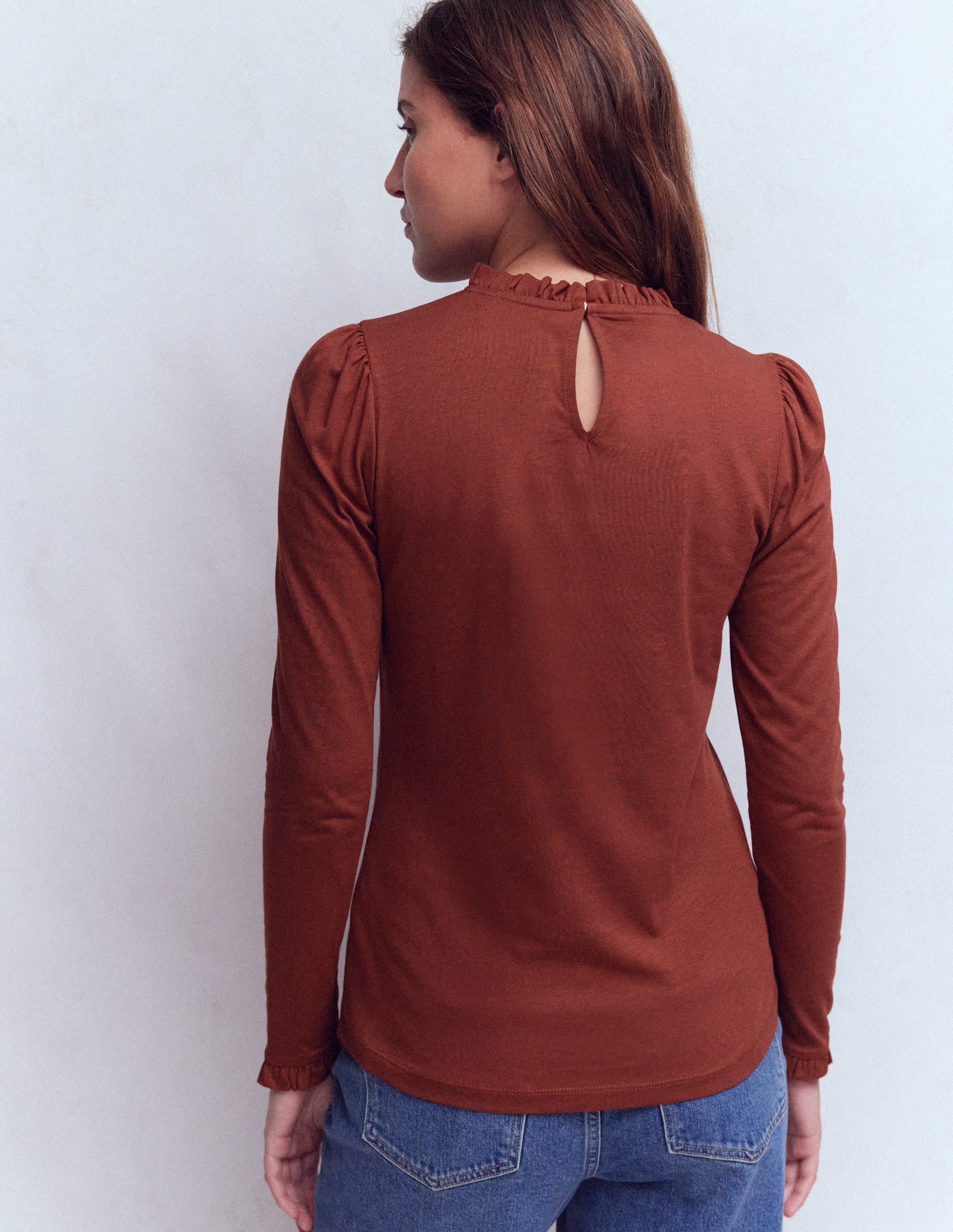 Supersoft Frill Detail Top-Roasted Brown - Image 3