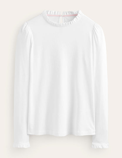 Supersoft Frill Detail Top-White-5