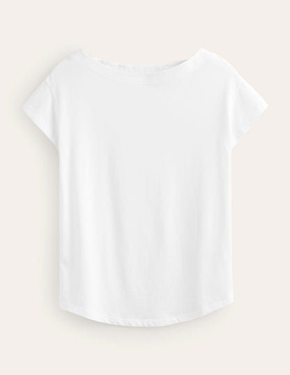 Supersoft Boat Neck T-Shirt-White-5