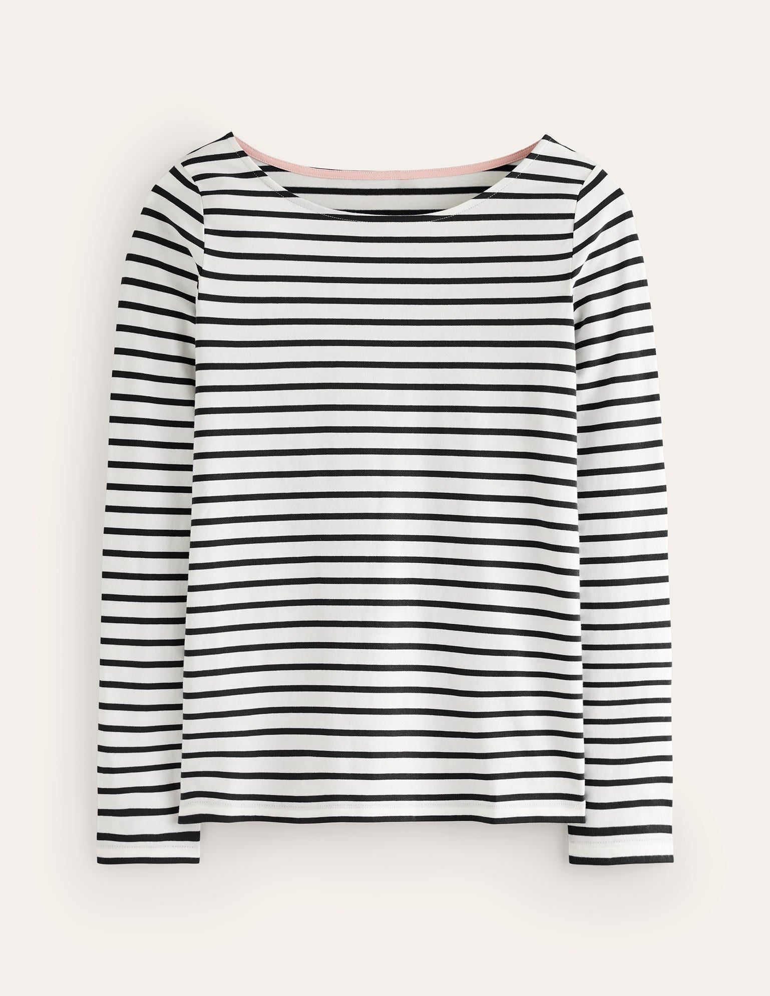 Ella Long Sleeve Breton-Ivory, Black - Image 5