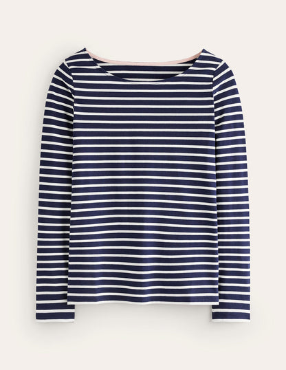 Ella Long Sleeve Breton-Navy, Ivory-5