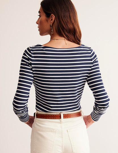Ella Long Sleeve Breton-Navy, Ivory-3