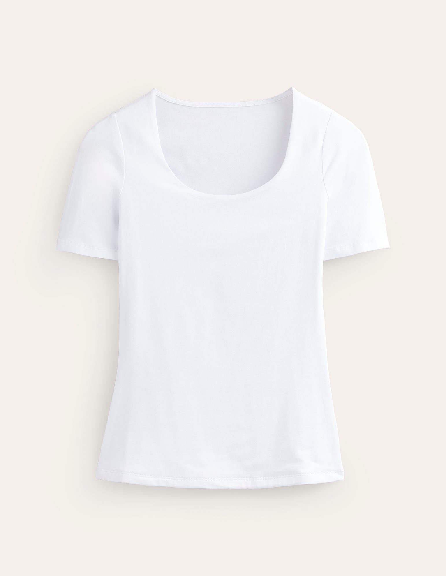 Double Layer Scoop T-shirt-White-5