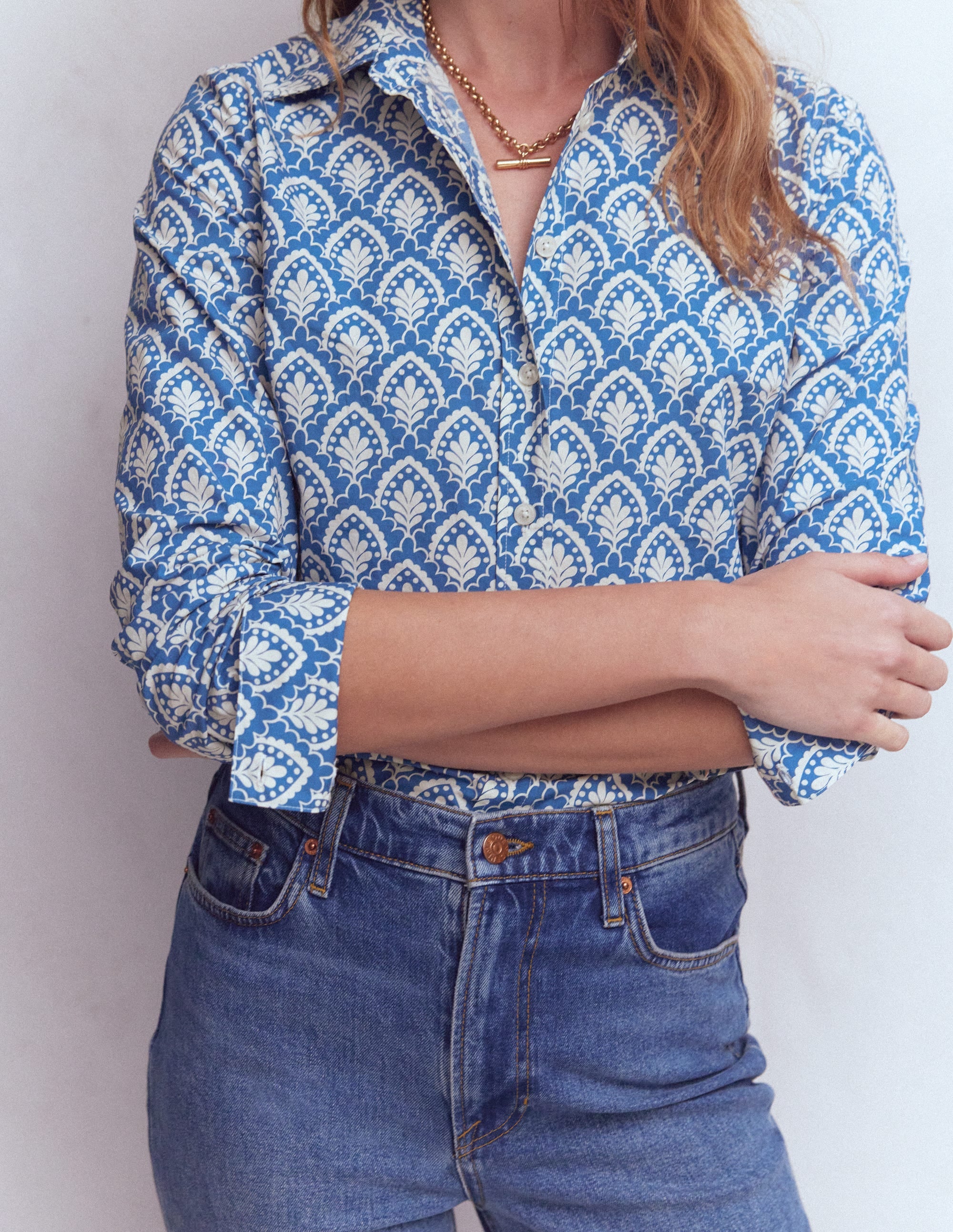 Sienna Cotton Shirt-Denim Blue, Petal Terrace - Image 2