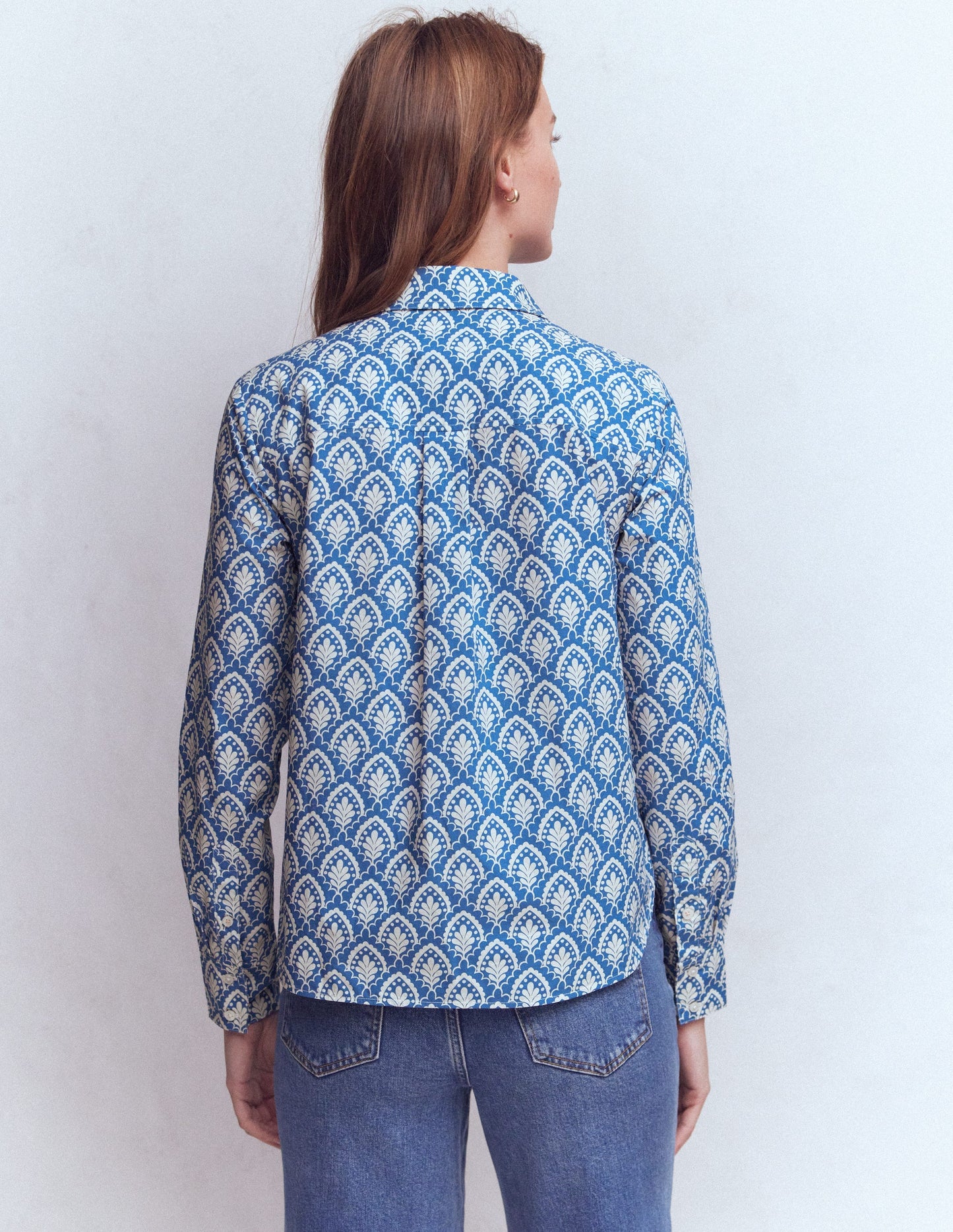 Sienna Cotton Shirt-Blue, Petal Terrace