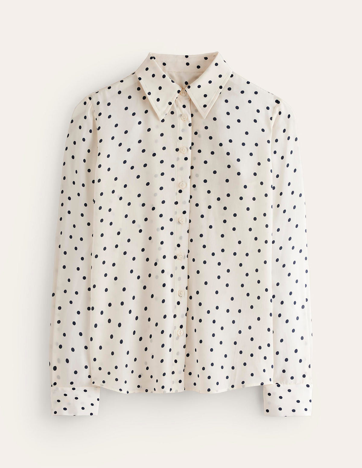 Sienna Silk Shirt-Ivory and Navy, Sparse Spot-5
