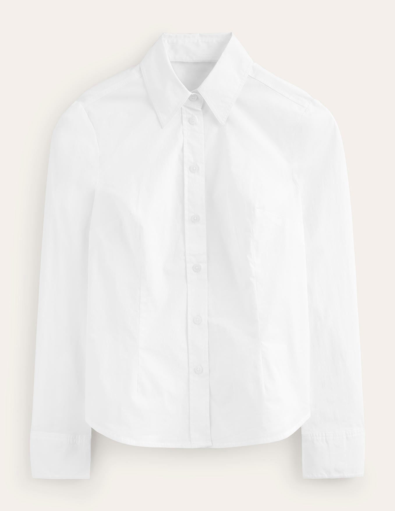 Saskia Stretch Cotton Shirt-White - Image 5