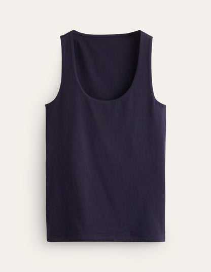Double Layer Scoop Neck Vest-Navy-5