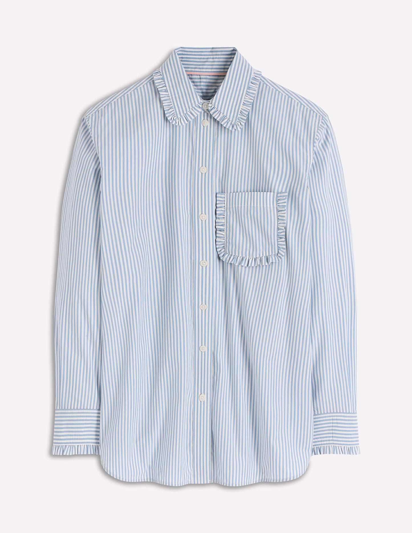 Sadie Relaxed Cotton Shirt-Faded Denim and Ivory Stripe
