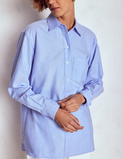 Sadie Relaxed Cotton Shirt-Blue Oxford-2