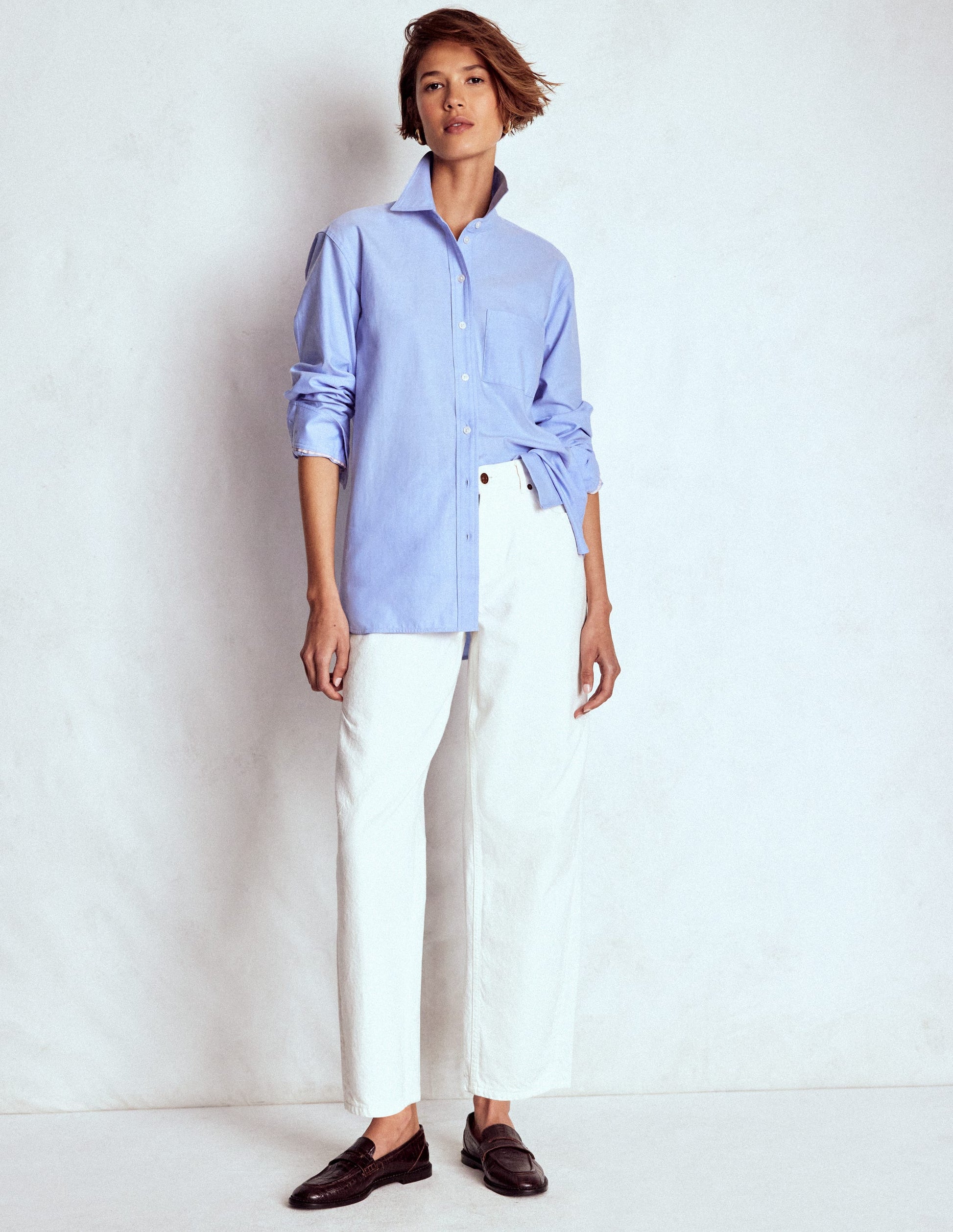 Sadie Relaxed Cotton Shirt-Blue Oxford-5