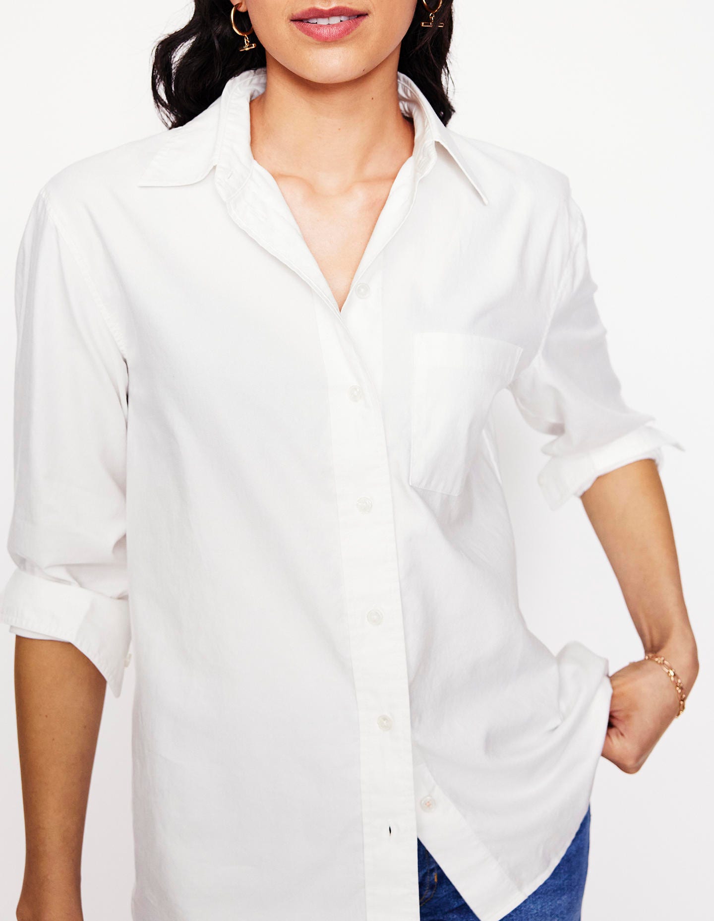 Sadie Relaxed Cotton Shirt-White Oxford-2