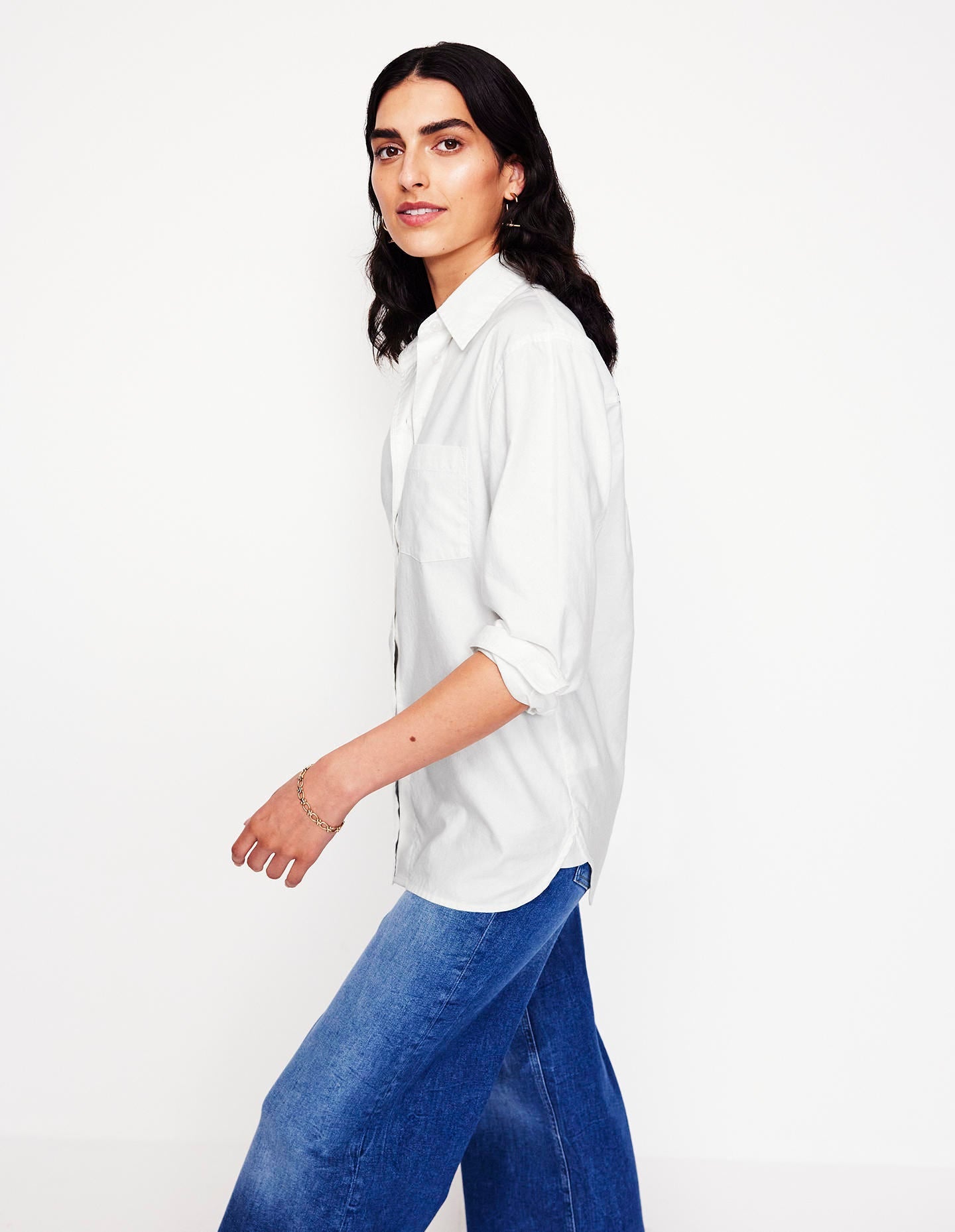 Sadie Relaxed Cotton Shirt-White Oxford