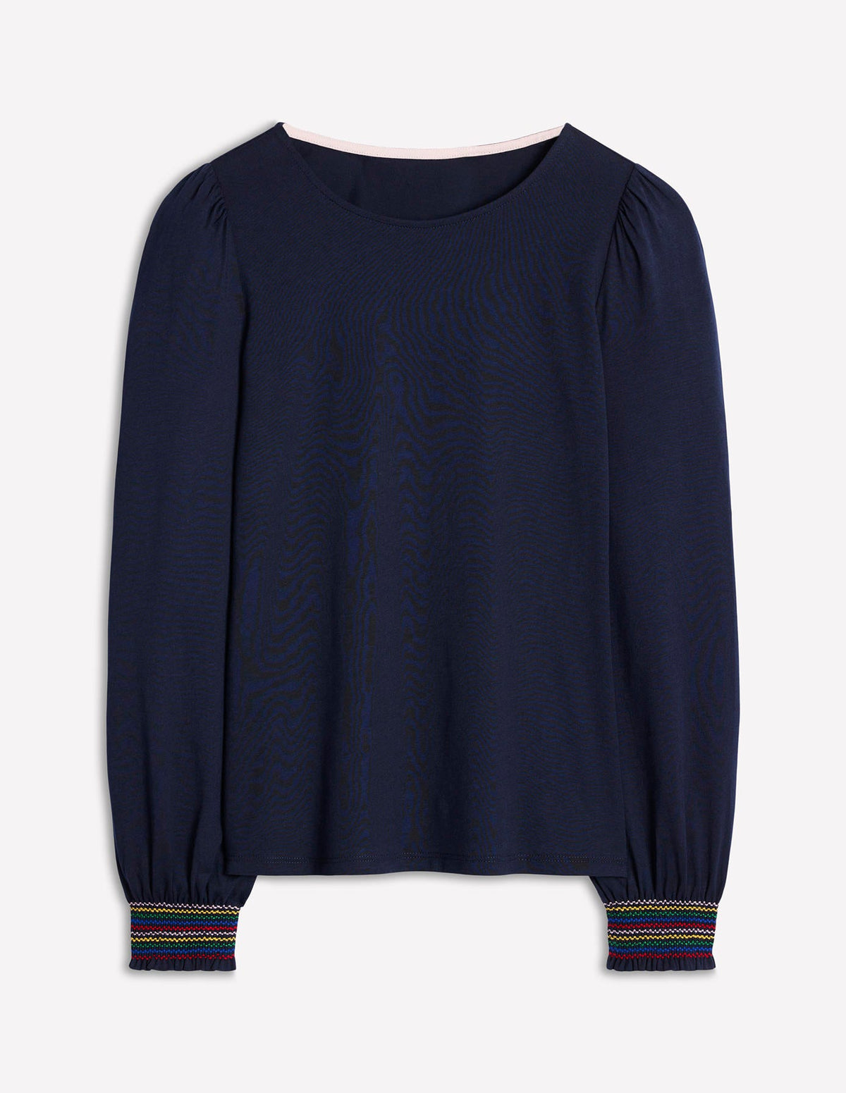 Smocked Cuff Supersoft Top-Navy - Image 5