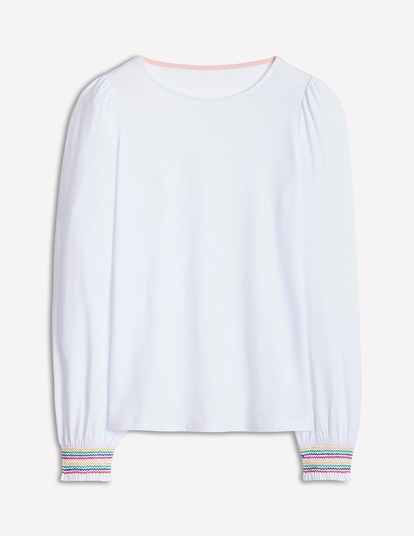 Smocked Cuff Supersoft Top-White-5