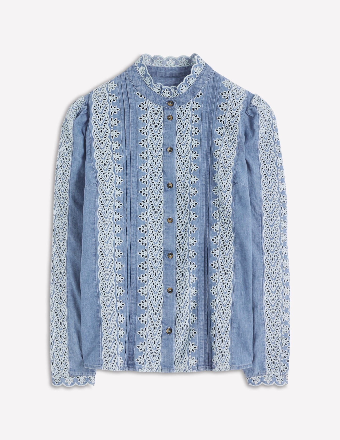 Savannah Broderie Top-Chambray