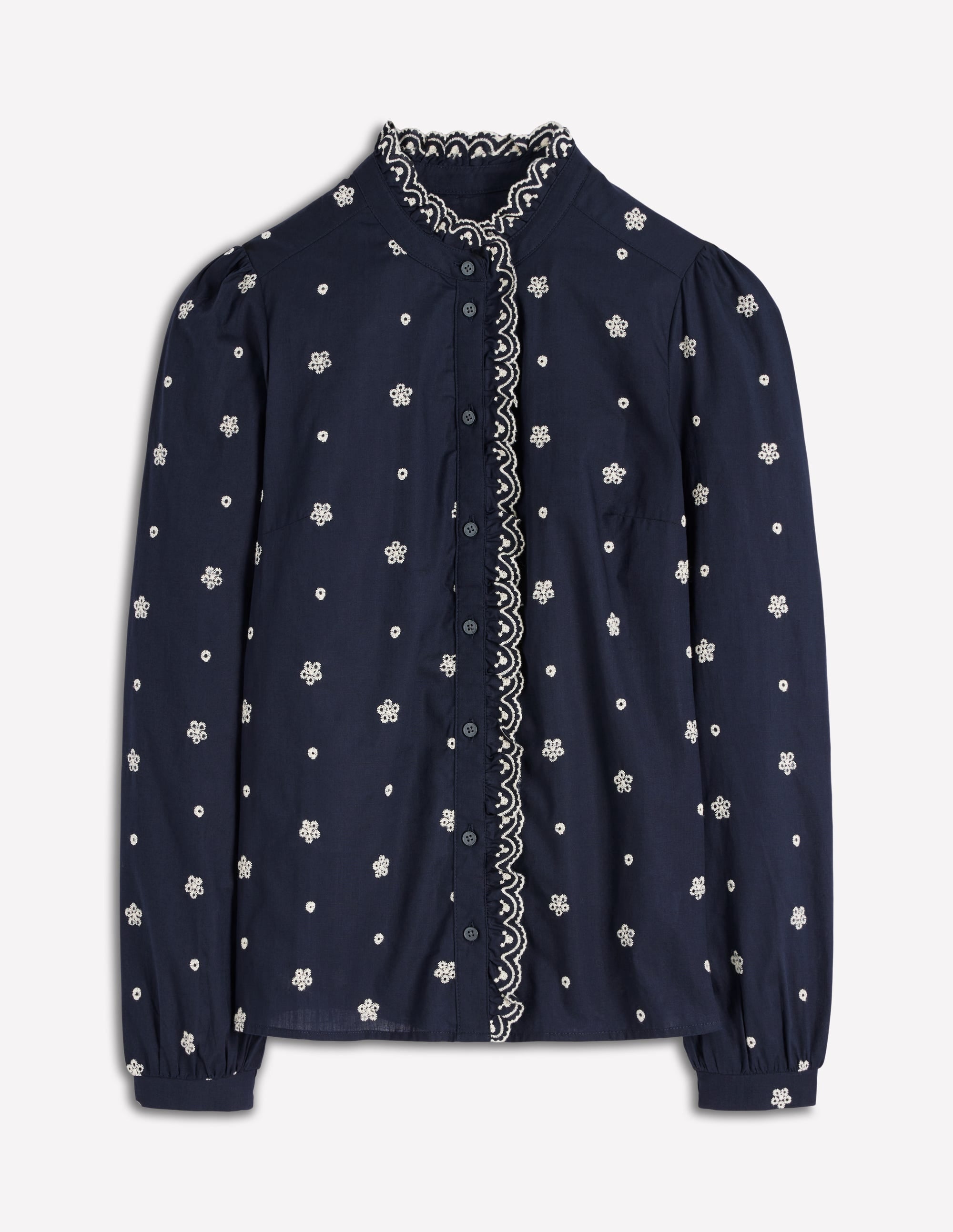 Helena Cotton Top-Navy, White Embroidery - Image 6