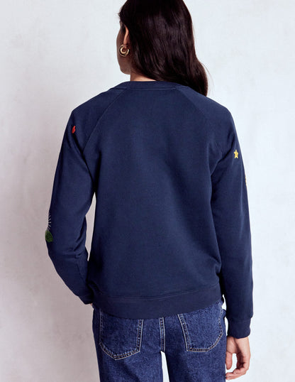 Rosa Embroidered Sweatshirt-Navy, Multi Embroidery-3
