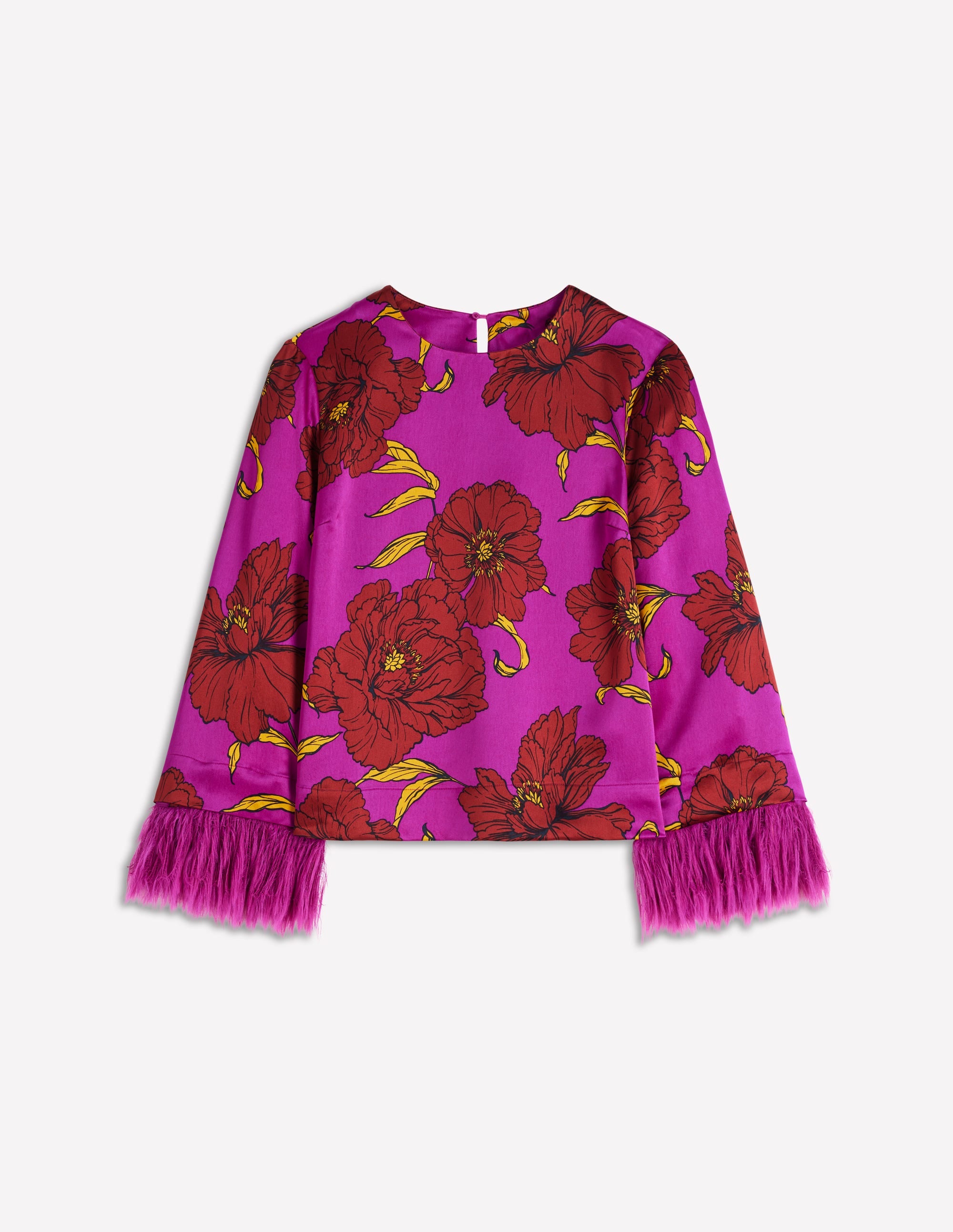 Feather Cuff Top-Regal Purple, Peony Bloom - Image 7