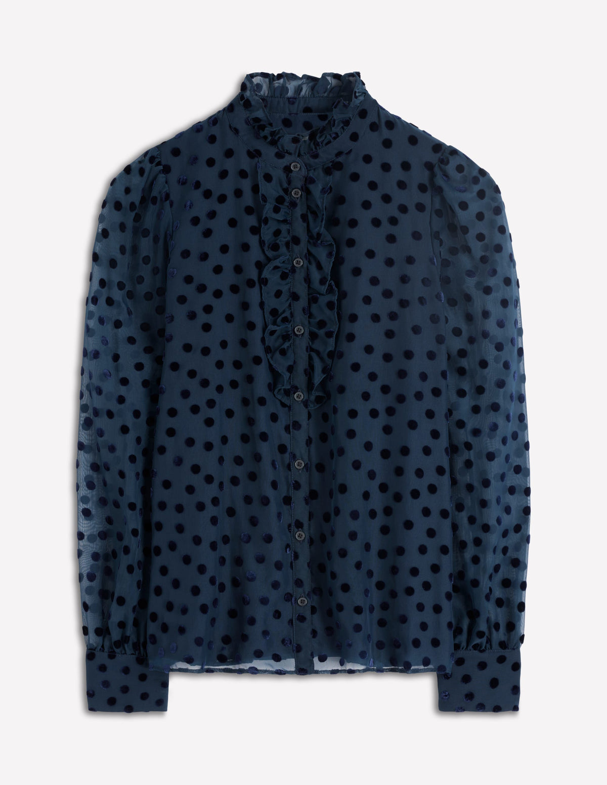 Sasha Devore Velvet Top-Navy Spot - Image 6