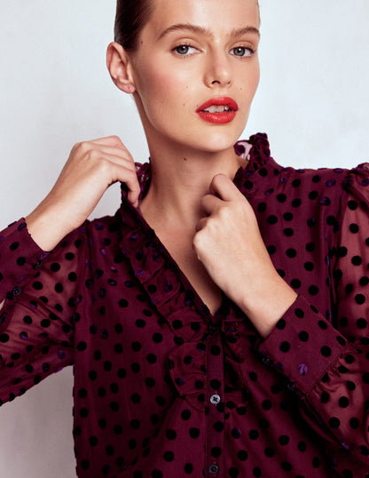 Sasha Devore Velvet Top-Deep Wisteria Spot-1