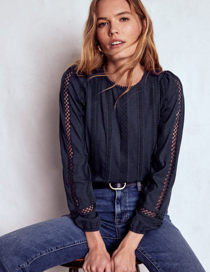 Imi Jersey Trim Top-Navy-1