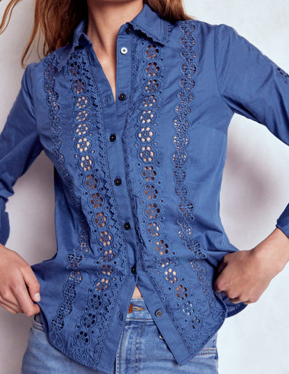 Sienna Broderie Detail Shirt-Denim Blue-2