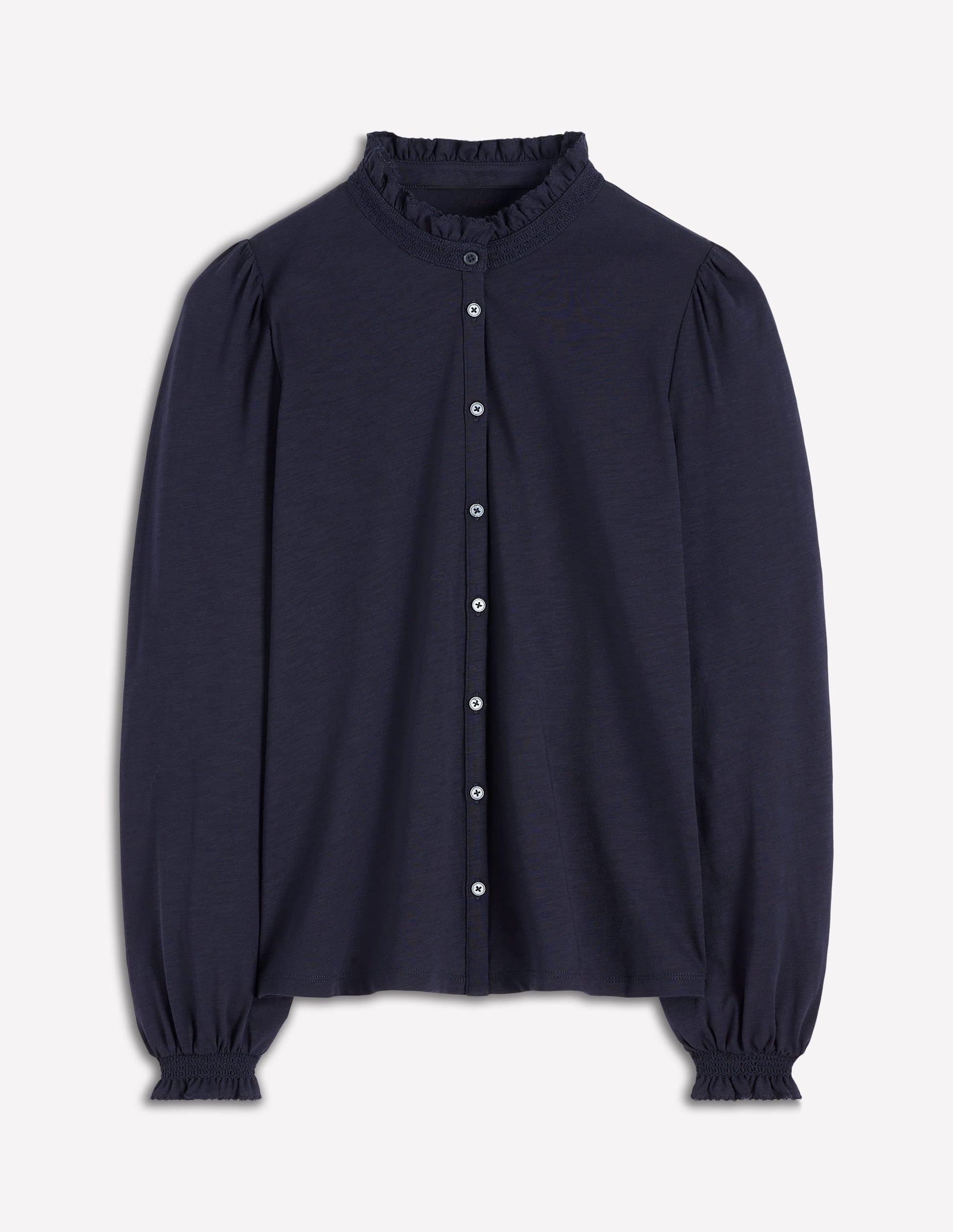 Effie Smocked Detail Shirt-Navy-5