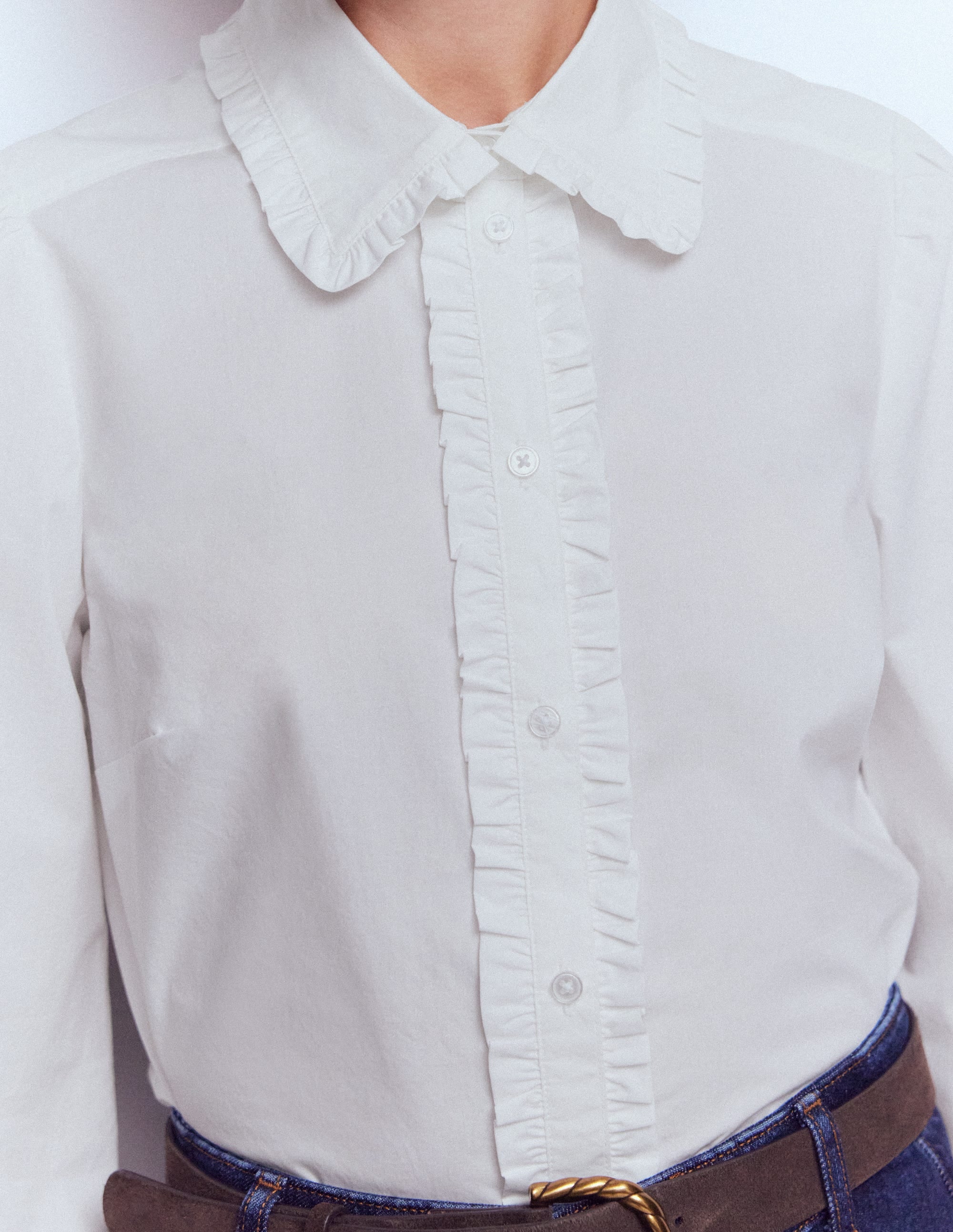 Cara Cotton Shirt-White Ruffle - Image 2