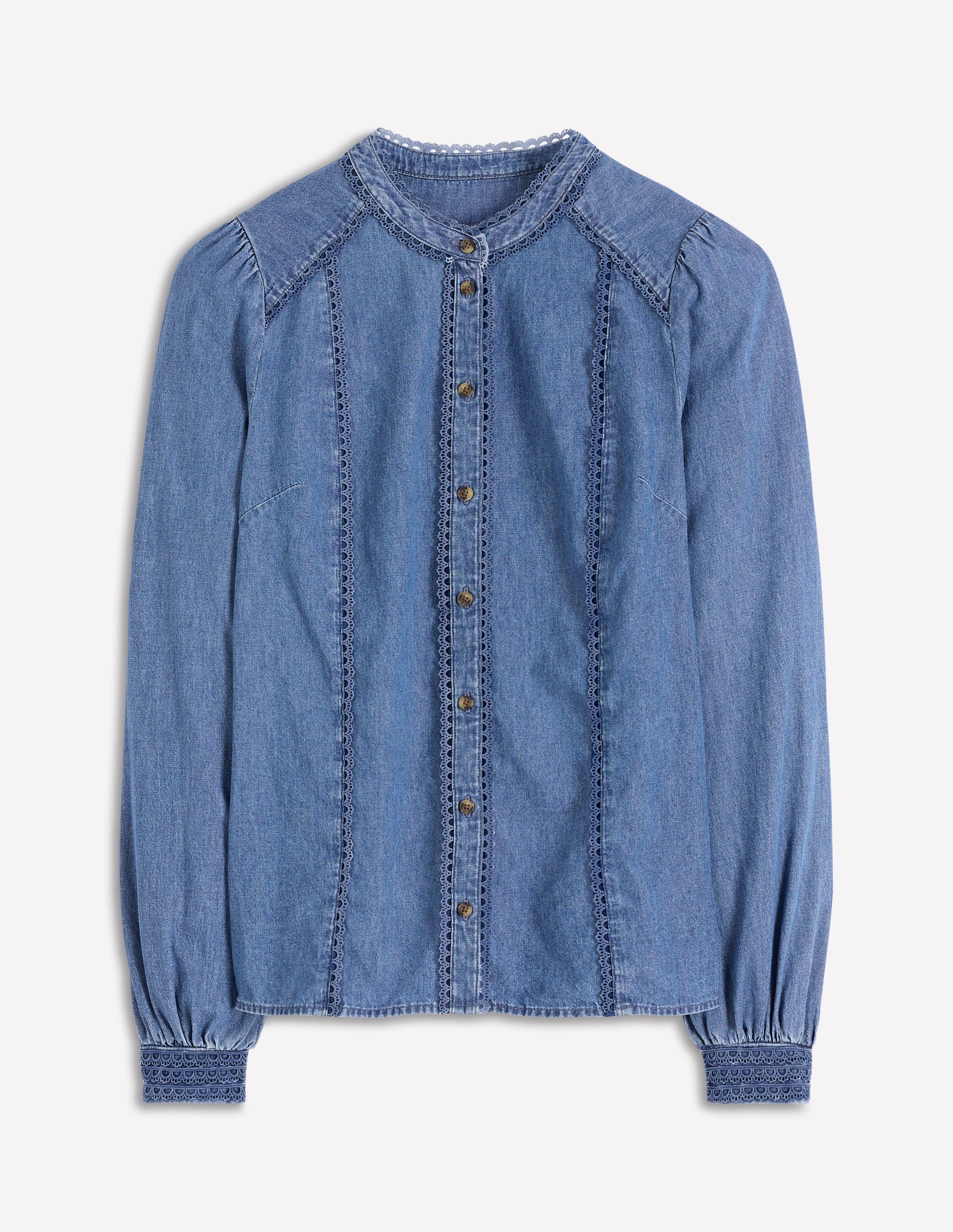 Rhea Trim Insert Denim Top-Light Vintage - Image 7