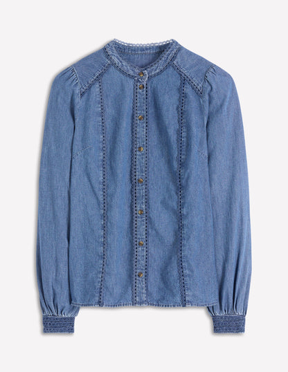 Rhea Trim Insert Denim Top-Light Vintage-7