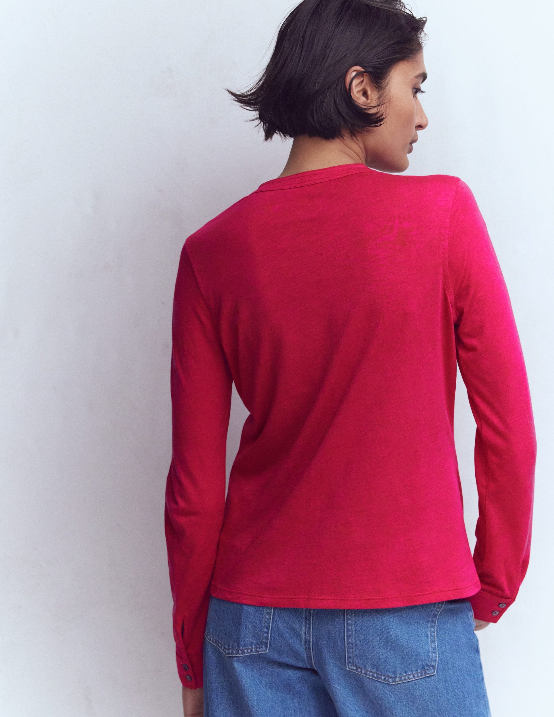 Topstitched Pocket Shirt-Pomegranate-3