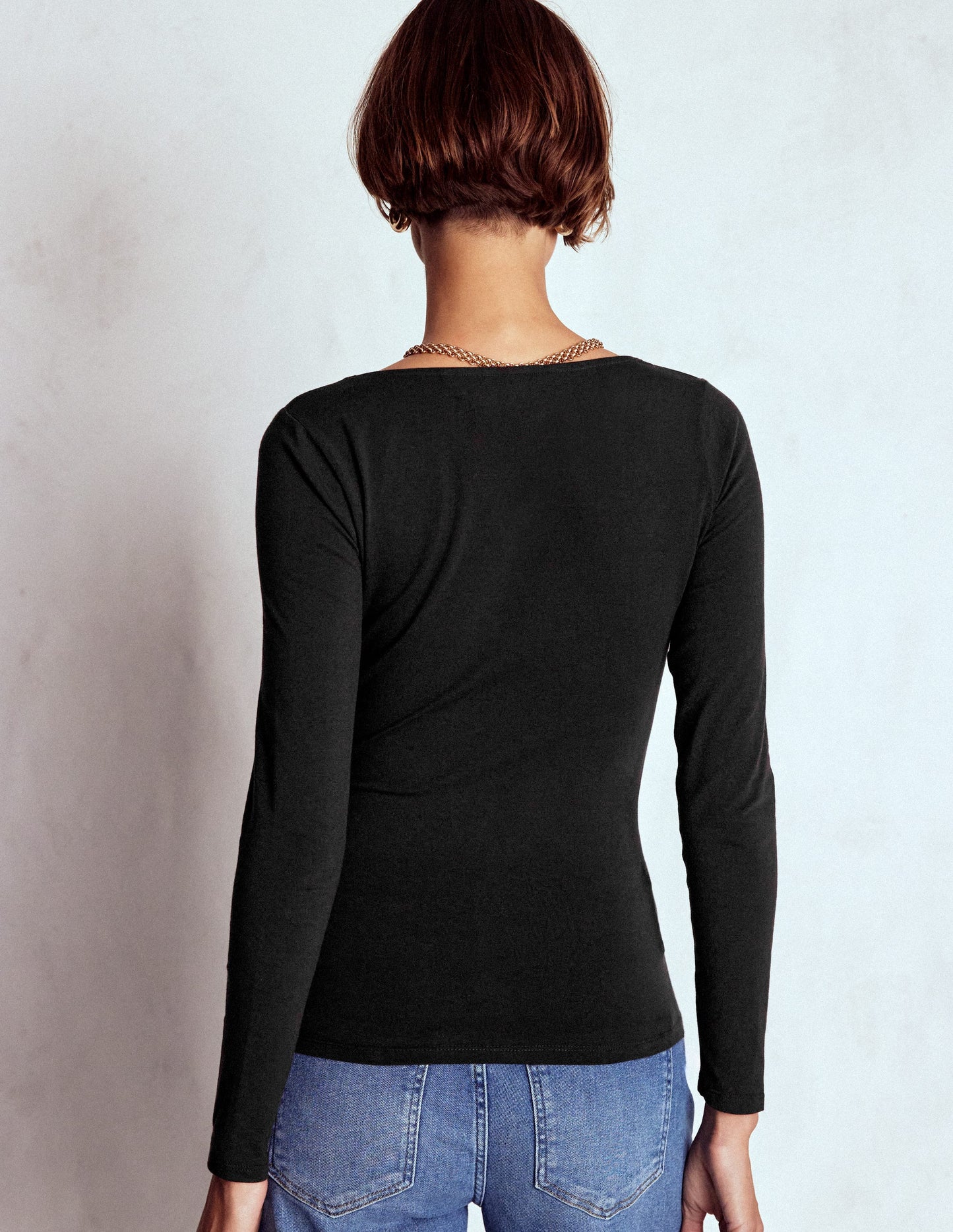 Double Layer Square Neck Top-Black