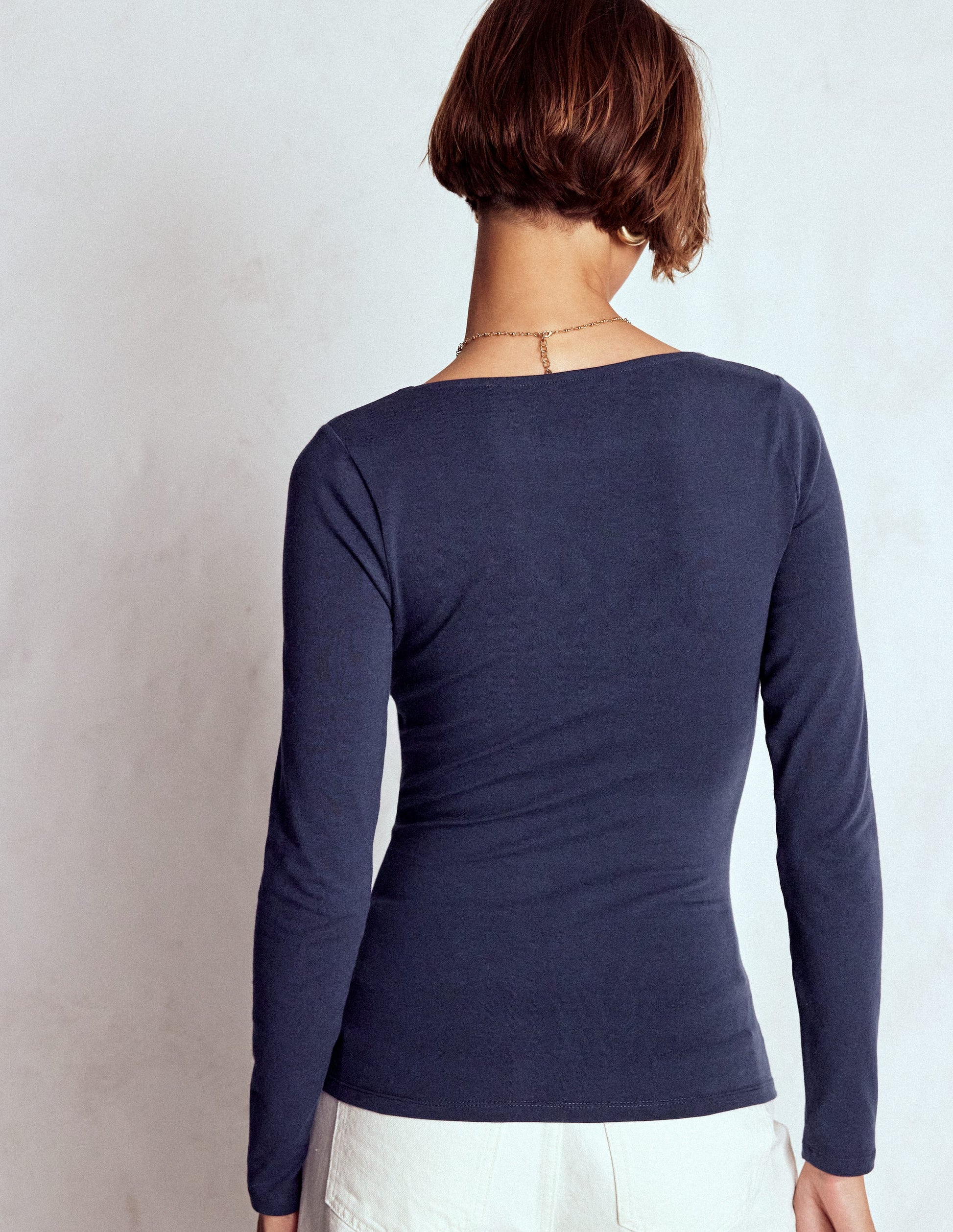 Double Layer Square Neck Top-Navy-3