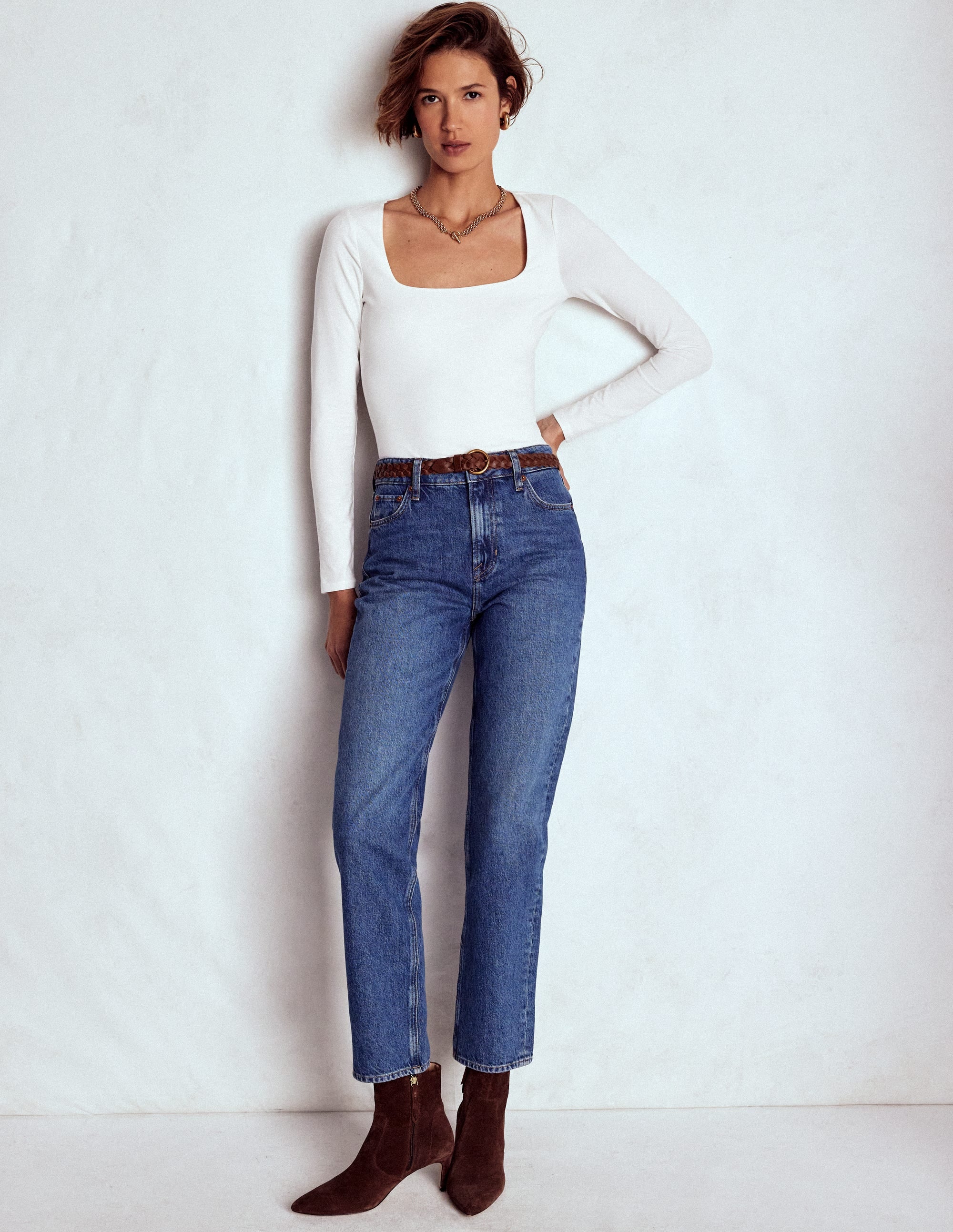 Double Layer Square Neck Top-White - Image 4