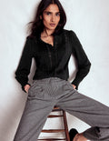 Lace Detail Jersey Shirt-Black
