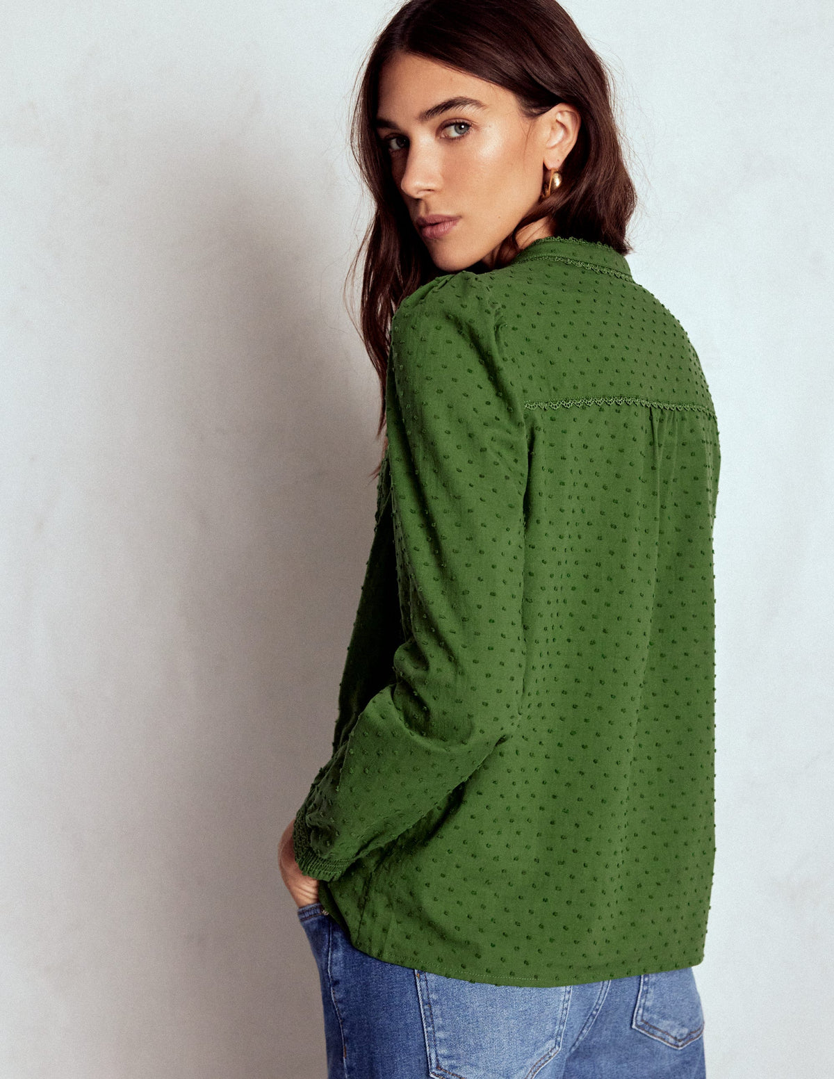 Rhea Cotton Dobby Top-Promenade Green - Image 3