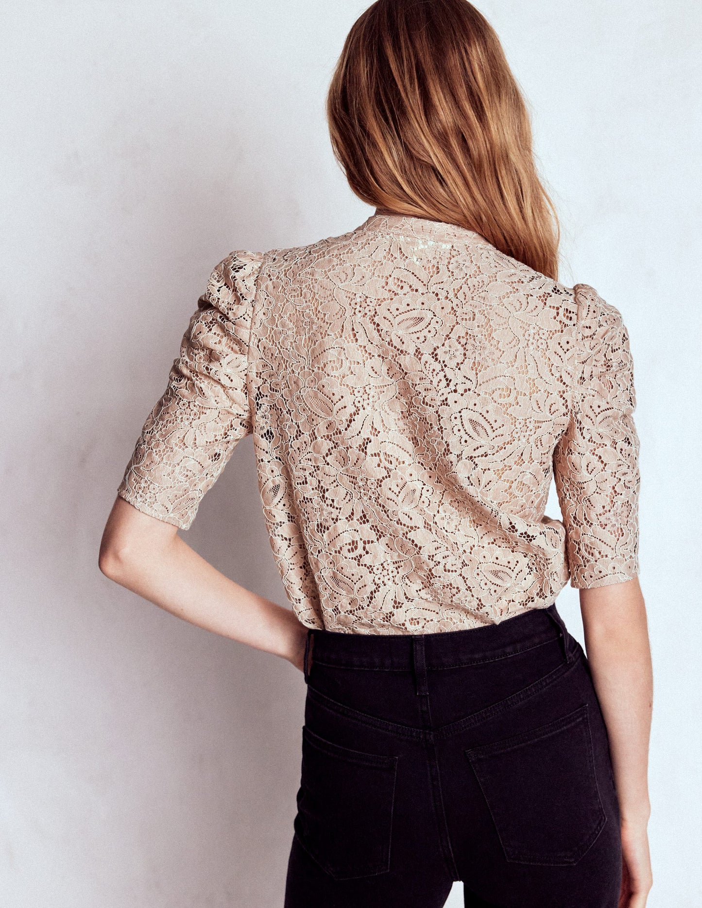 Lace Mutton Sleeve Top-Heather Rose