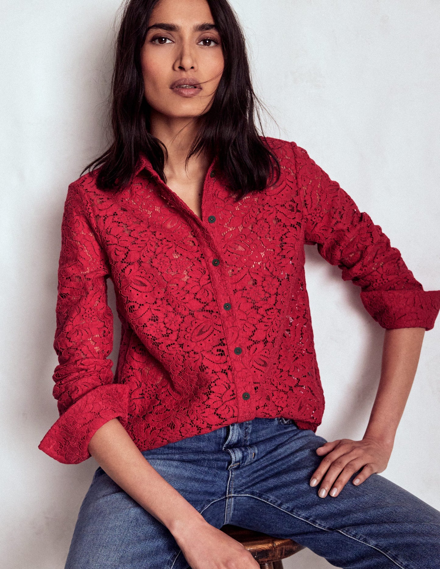 Lace Shirt-Rumba Red