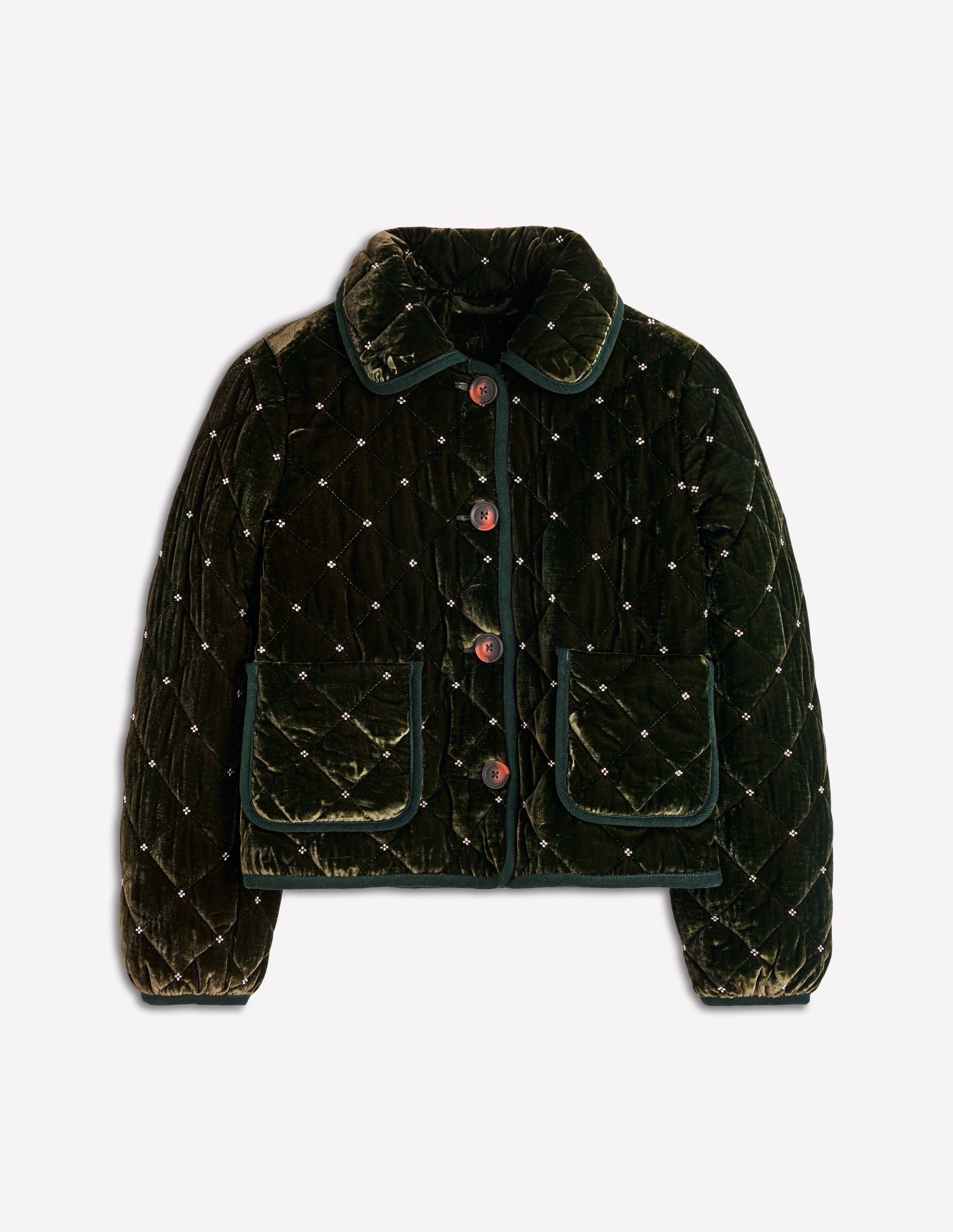 Fitzrovia Quilted Jacket-Kale Leaf, Beads - Image 6