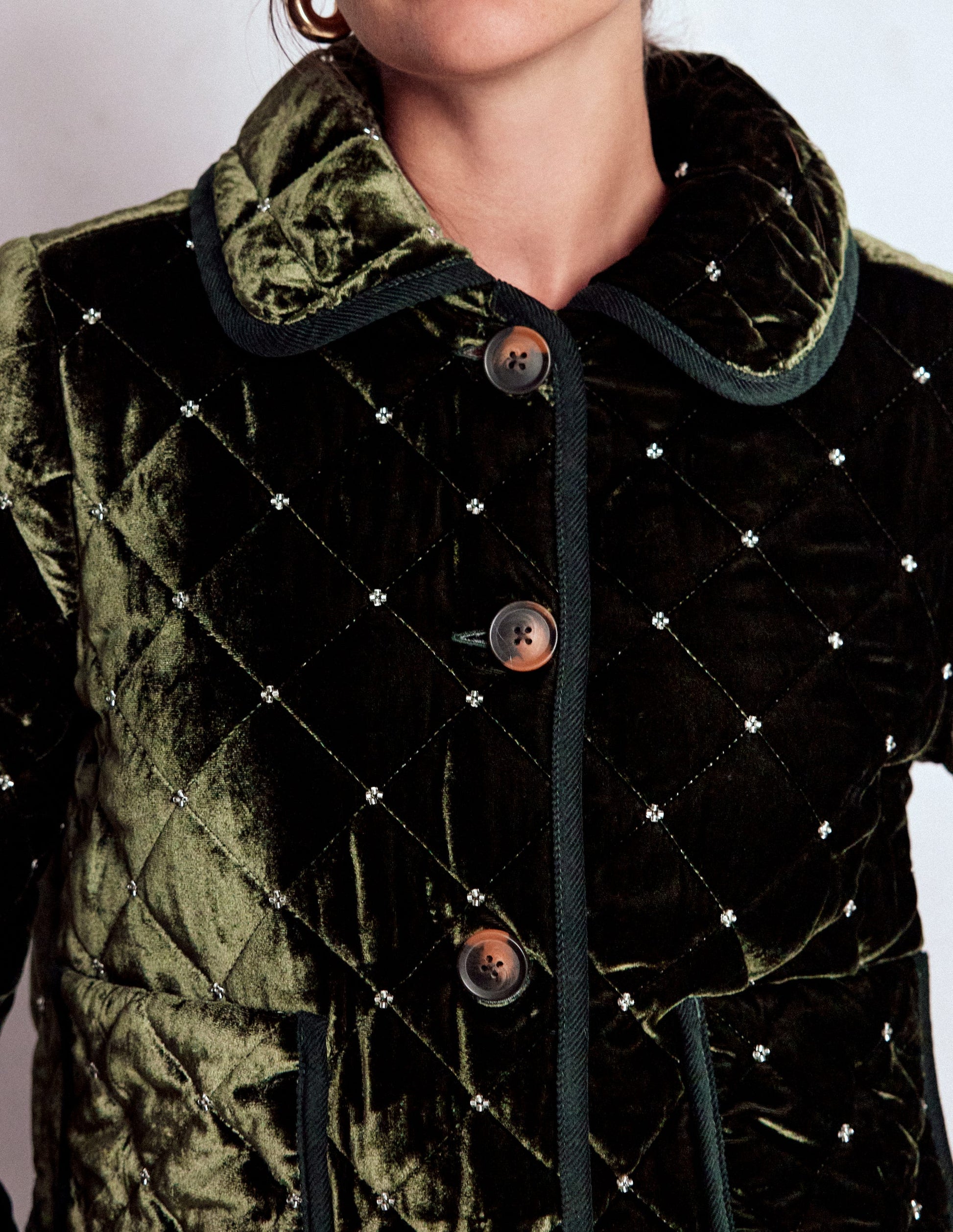Fitzrovia Quilted Jacket-Kale Leaf, Beads-2