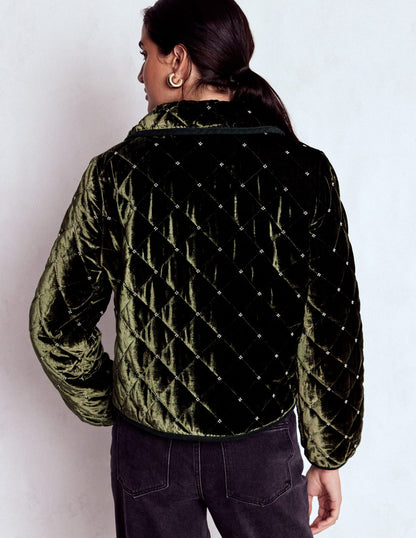 Fitzrovia Quilted Jacket-Kale Leaf, Beads-3