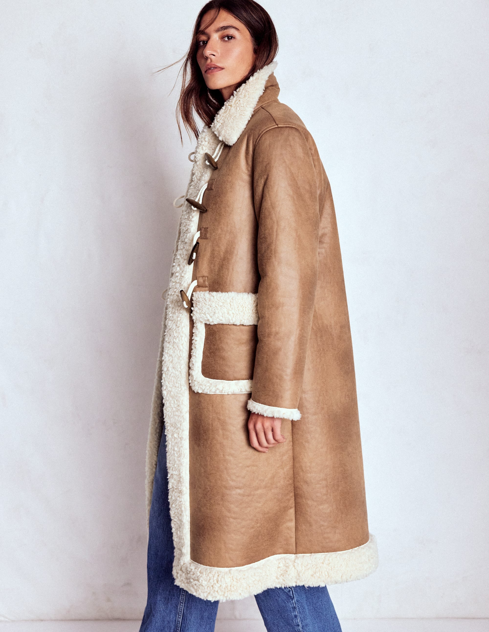 Borg Duffle Coat-Camel, Natural Borg - Image 1