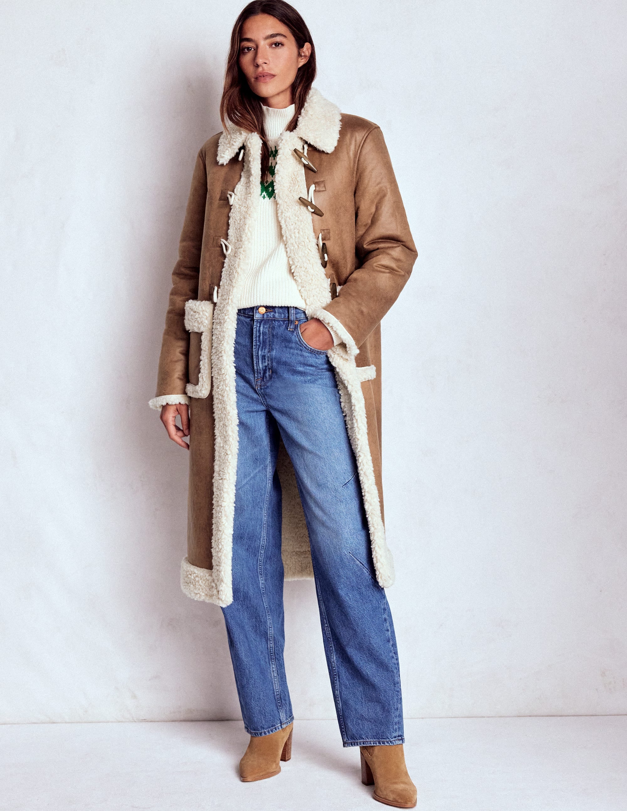 Borg Duffle Coat-Camel, Natural Borg - Image 4