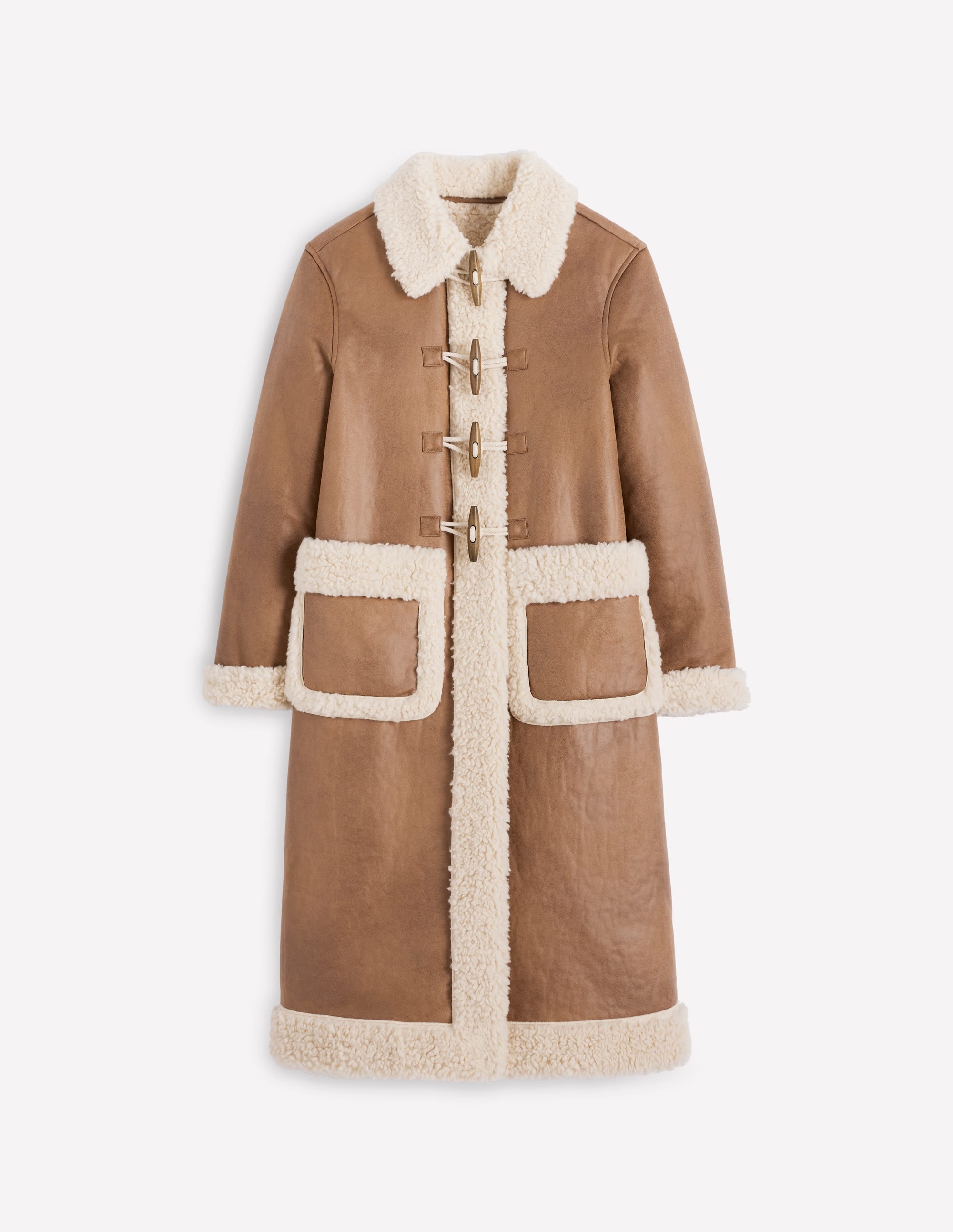 Borg Duffle Coat-Camel, Natural Borg - Image 7