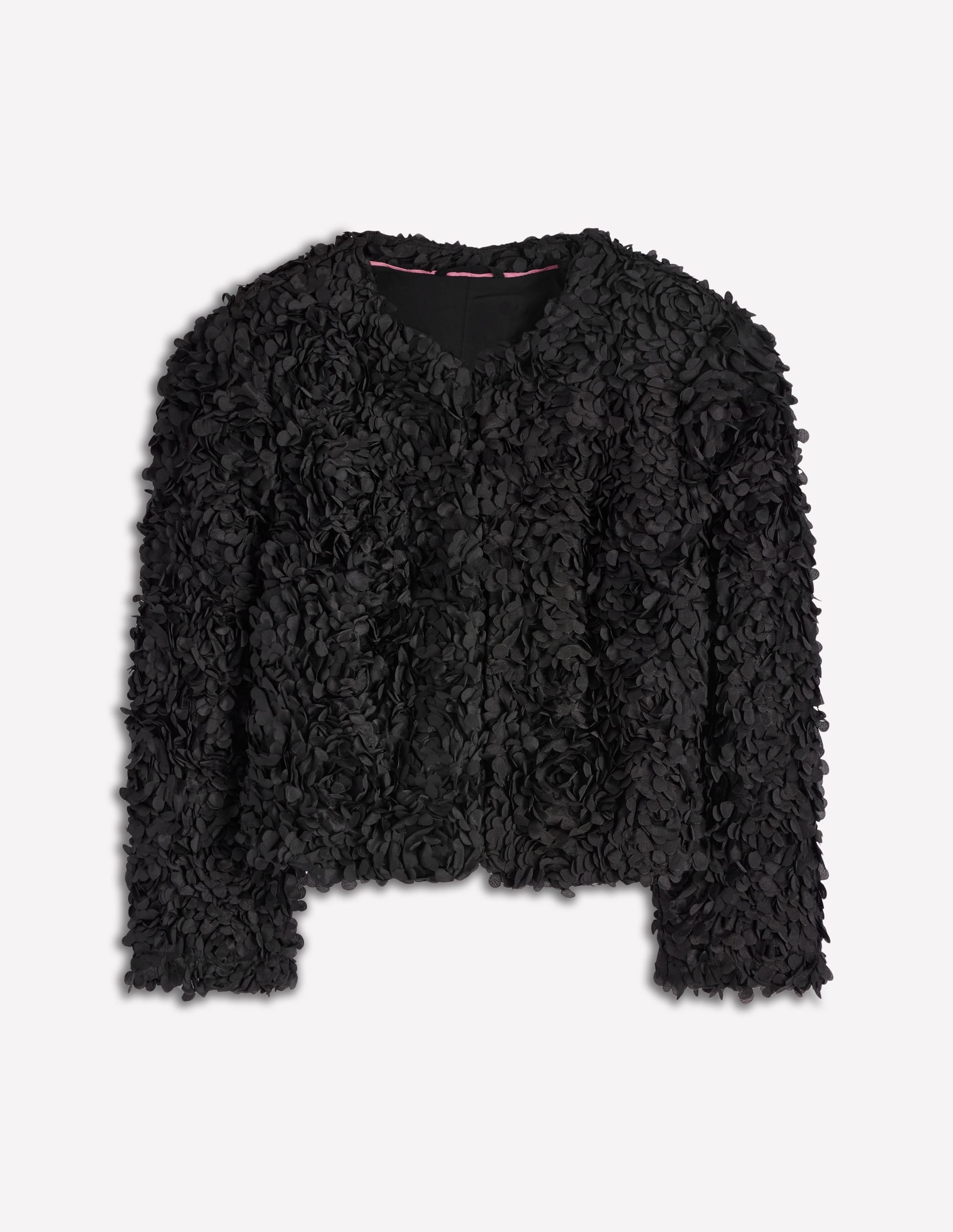 Petal Textured Cropped Jacket-Black, Petal Tulle - Image 8