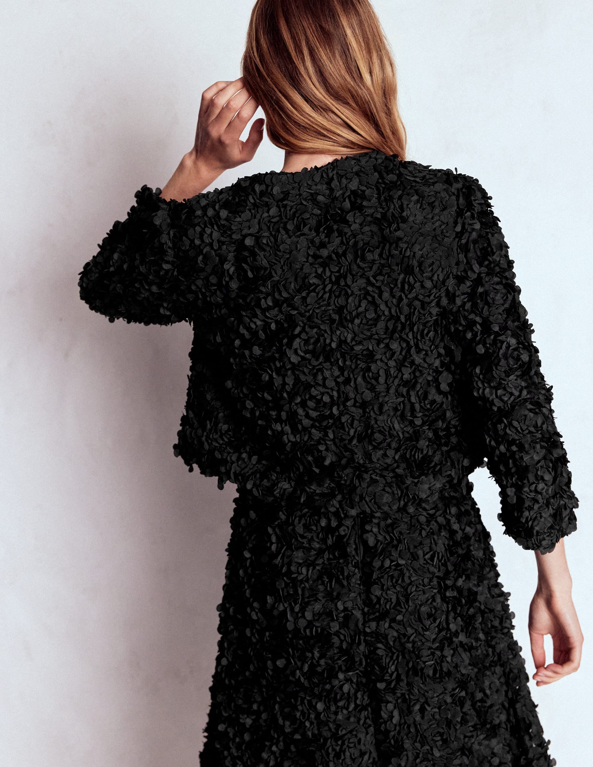Petal Textured Cropped Jacket-Black, Petal Tulle - Image 4